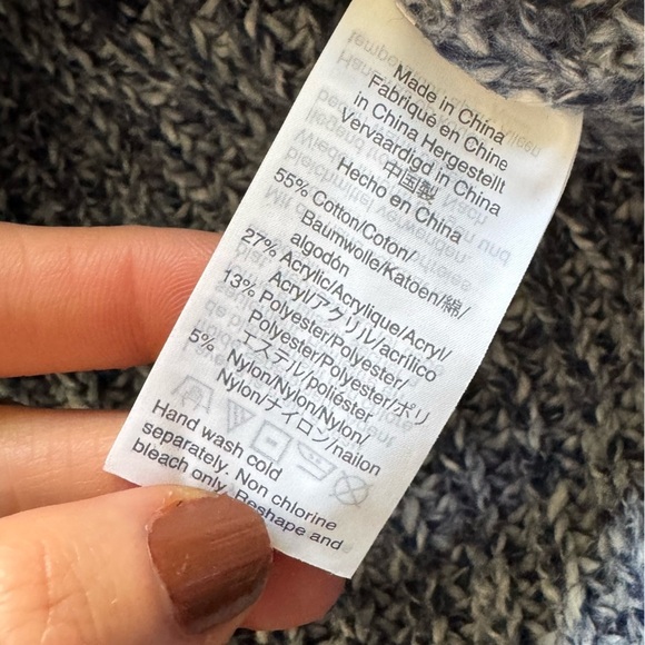 J Crew Point Sur chunky knit turtleneck sweater blue white semi cropped XS - Picture 3 of 6